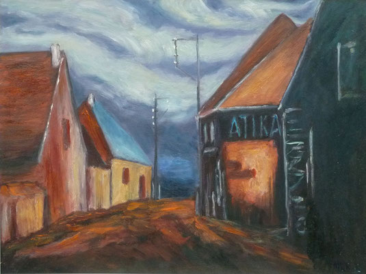 86) Hans Pick: Dorfstraße (24 x 30) Verkauft