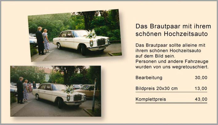 Brautpaar mit Hochzeitsfoto schön gemacht