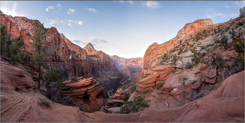 Zion NP, Utah! Majestätische rote Sandsteinklippen, tiefe Canyons und der Virgin River. Atemberaubende Natur! 