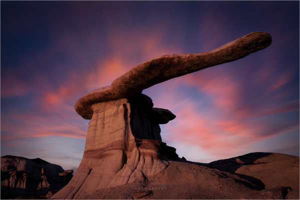 Fantastische Steinskulpturen in den Bisti Badlands, New Mexico! Wind und Wetter formten diese bizarren Kunstwerke. Eine surreale Landschaft!