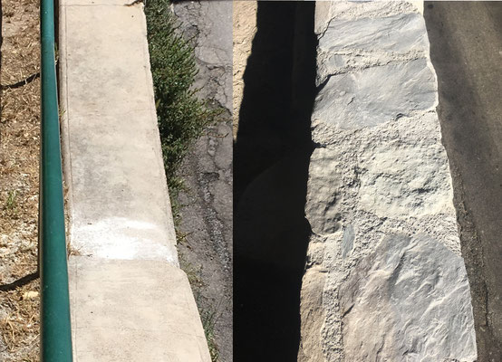 Détail maçonnerie de la couvertine en lauze