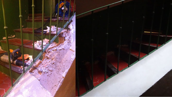 Vue avant/après escalier parties communes d'un immeuble à  Manosque (fait au plâtre)