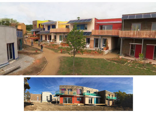 A quelques centaines de mètres du chantier, se dresse le village des Colibres. Il s'agit d'un collectifs d’habitants qui s’est fait promoteur pour construire son hameau écologique et participatif. 