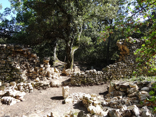 Vue du mur depuis l'extérieur (allée de Forcalquier) après décaissement jusqu'aux fondations pour certaines parties
