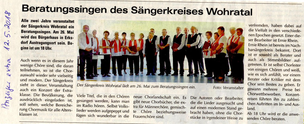 Ankündigung Beratungssingen