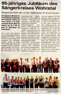 Vorbericht  Jubiläum