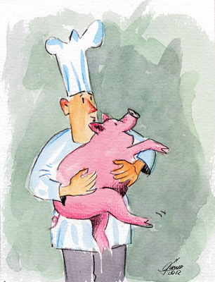 Unerlaubte Freundschaft (Aquarell und Farbstifte)