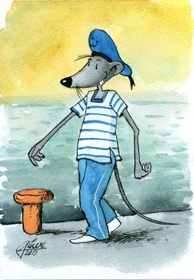 Landgang (Aquarell und Feder)