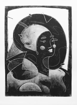 DEESSE- Monotype sur papier - 50 x 65 cm