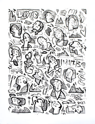 GRIBOUILLIS - Monotype sur papier - 50 x 65 cm