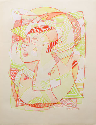 La Baigneuse II : Le retour - crayon aquarelle sur papier - 50x65 cm - 2022