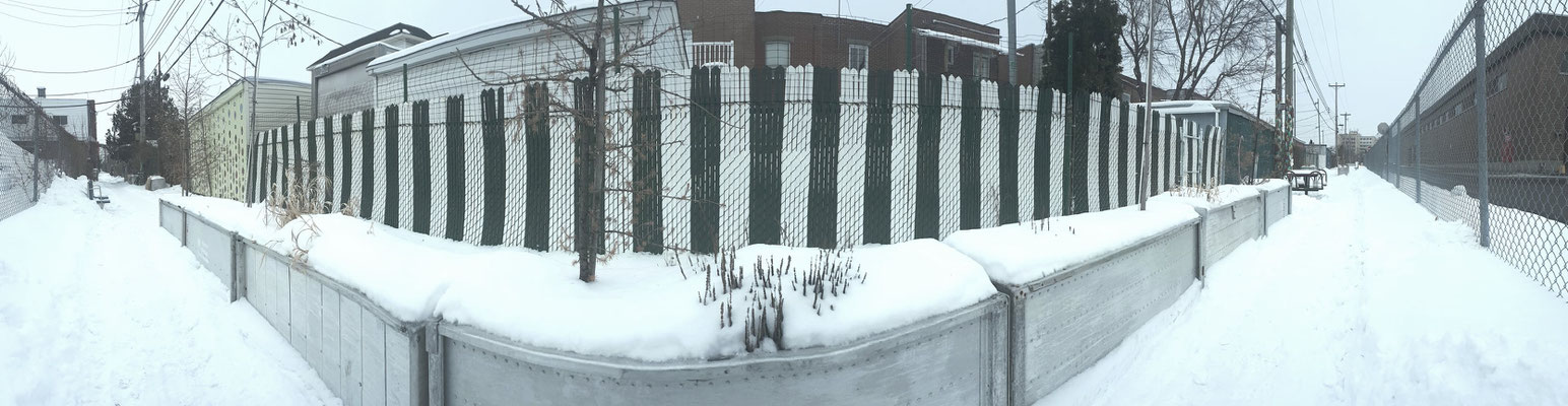 Grands bac à fleurs de la ruelle verte LE RACCOURCI  en hiver