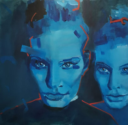 Acryl auf Leinwand  Titel: Duo in blau   Bildgröße: 80 x 80
