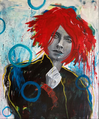 Acryl auf Leinwand  Titel: dreierlei  Bildgröße: 120 x 100 - reserviert