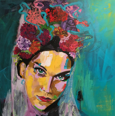 Acryl auf Leinwand   RESERVIERT Titel: Frida II   Größe: 50 x 50 x 1,6