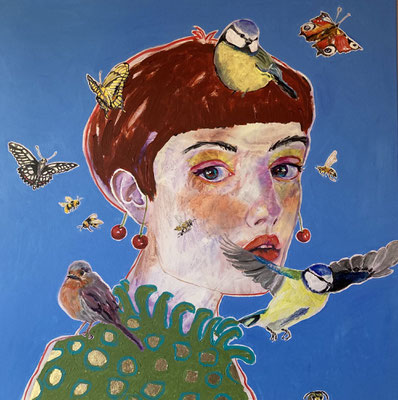 Titel "es war einmal"  80 x 80  Acryl auf Leinwand