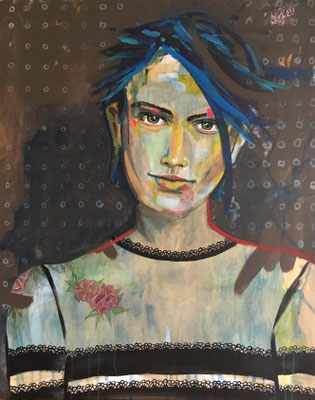 Acryl auf Leinwand   Titel: Tattoo?  Größe: 80 x 100   VERKAUFT