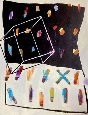 Titel "schraffiert, gepunktet und liniert" 60 x 80 Acryl auf Leinwand