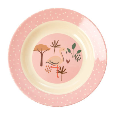 Kinderteller tief "Flamingo" aus Melamin von Rice (spülmaschinenfest) 11,90€