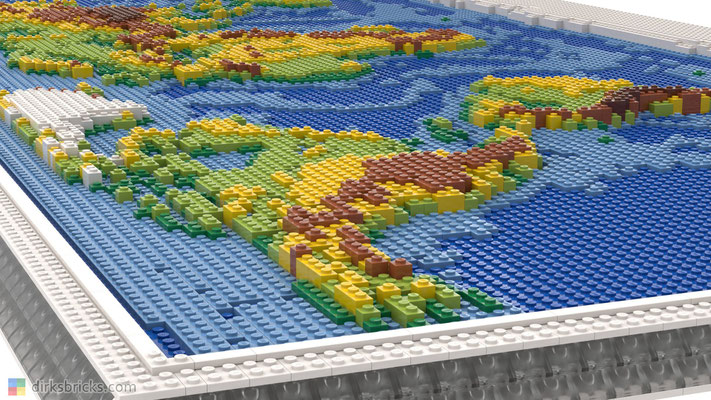Dirks LEGO® World Map LED frame - closeup north america