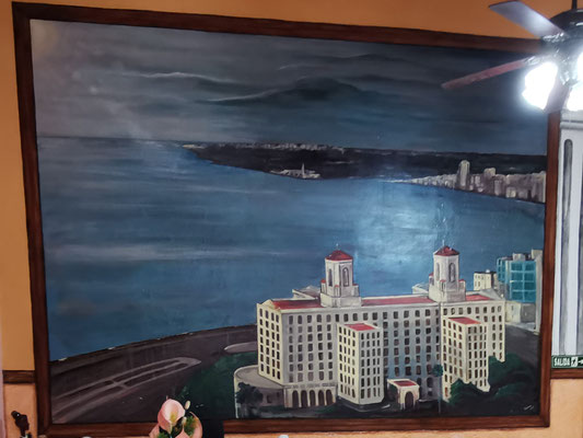 Painting of 'Hotel Nacional' and the fort of Havana