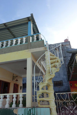 Staircase to dance terrace on third floor