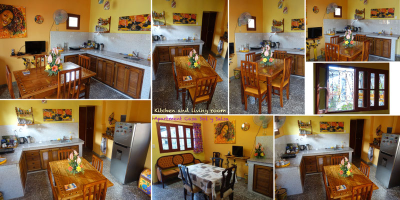 Living room and kitchen in apartment on second floor