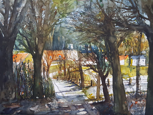 Plantagenweg Freising 2019 Aquarell 36 x 48 cm