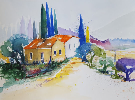 Landschaft Toskana 2018 Aquarell 24 x 32 cm