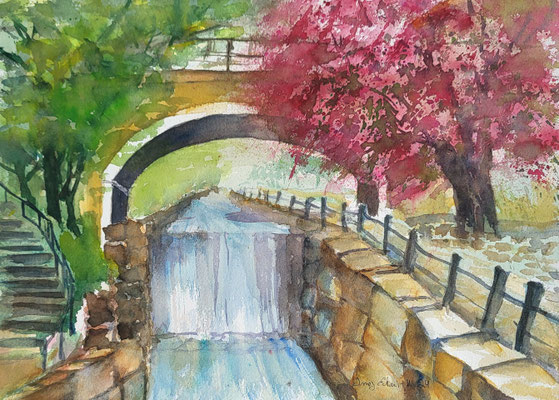 Torrente San Giovanni Limone sul Garda, Aquarell 2024 26x35 cm Inez Eckenbach-Henning