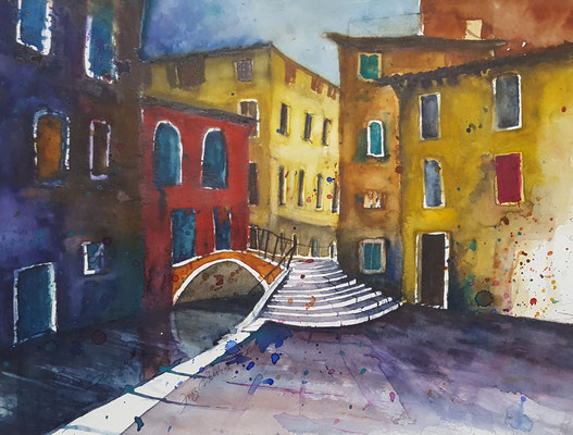 Ponte della Chiesa Venedig 2019 Aquarell 36 x 48 cm