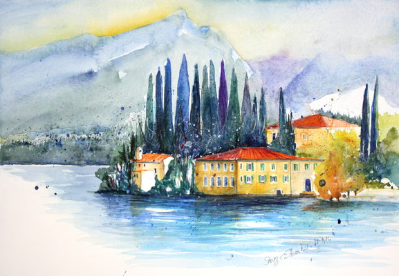 San Vigilio Gardasee 2014 Aquarell 36 x 48 cm
