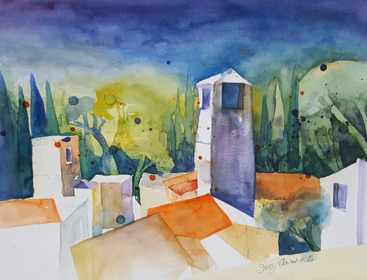 Vicopisano Toskana 2018 Aquarell 36 x 48 cm
