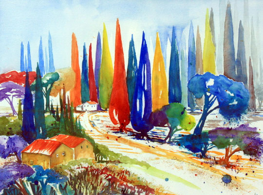 Toskana Impressionen Aquarell 2015 36 x 48 cm 