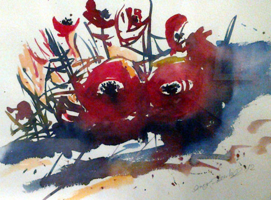 Mohnblumen 2021 Aquarell 30 x 40 cm