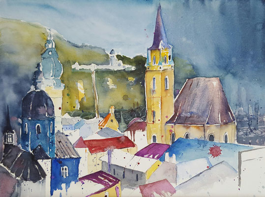 Stadtansicht Salzburg 2016 Aquarell 36 x 48 cm