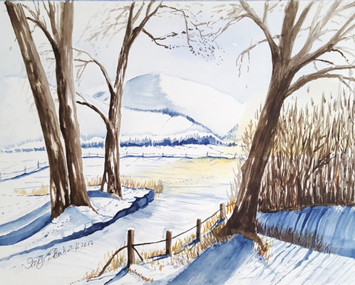 Schneelandschaft 2017 Aquarell 24 x 32 cm
