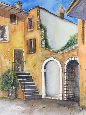 Scalingerburg Malcesine Aquarell 2024 51x 35 cm Inez Eckenbach-Henning