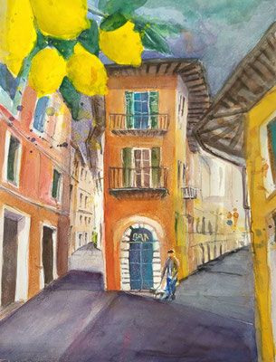 Centro Historico Limone sul Garda Aquarell 2024 36x48 cm Inez Eckenbach-Henning