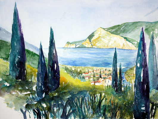 Torbole Gardasee Aquarell 2015 36 x 48 cm