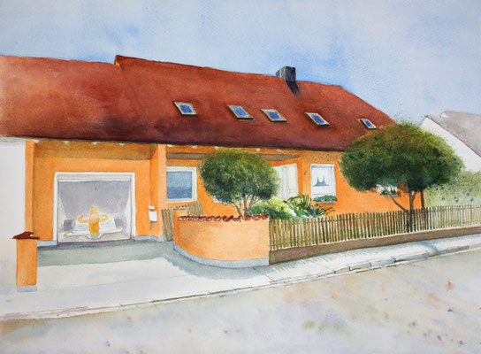Haus in Hallbergmoos Aquarell - verkauft