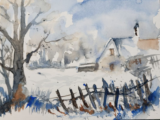 Winterlandschaft Impression 2025 Aquarell 2025 24x32 cm