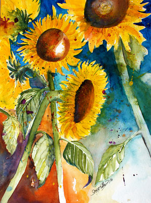 Sonnenblumen Aquarell 40 x 30 cm