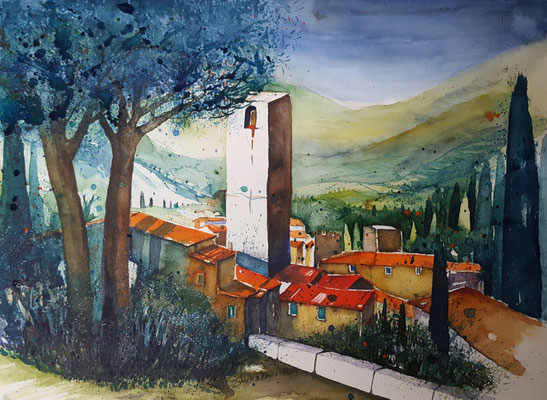 Vicopisano Toskana 2018 Aquarell 36 x 48 cm