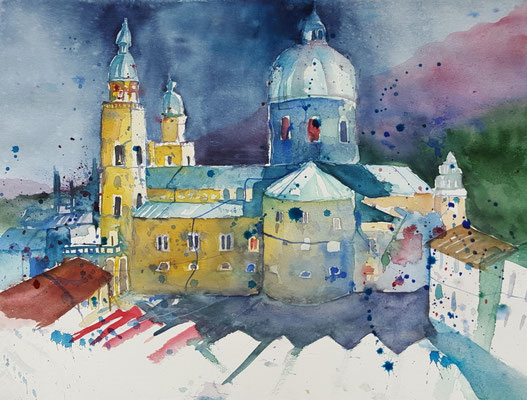 Stadtansicht Salzburg 2016 Aquarell 36 x 48 cm