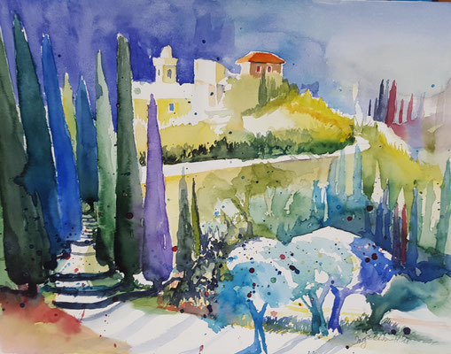 San Miniato Toskana 2018 Aquarell 36 x 48 cm