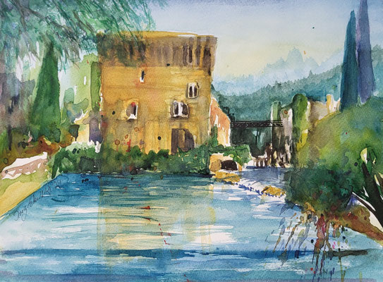 Borghetto sul Mincio, Aquarell 2024 40x30 cm Inez Eckenbach-Henning