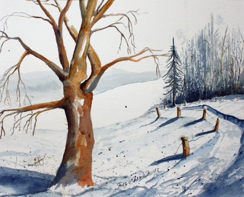 Winterlandschaft 2013 Aquarell 24 x 32 cm - verkauft