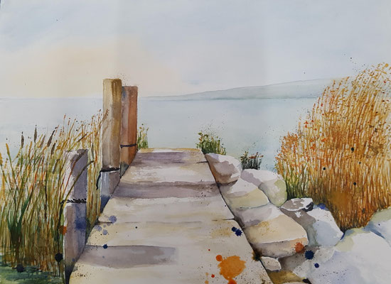 Steg am Gardsee 2016 Aquarell 36 x 48 cm