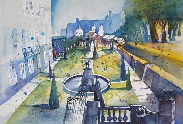 Mirabellengarten Salzburg 2016 Aquarell 36 x 48 cm